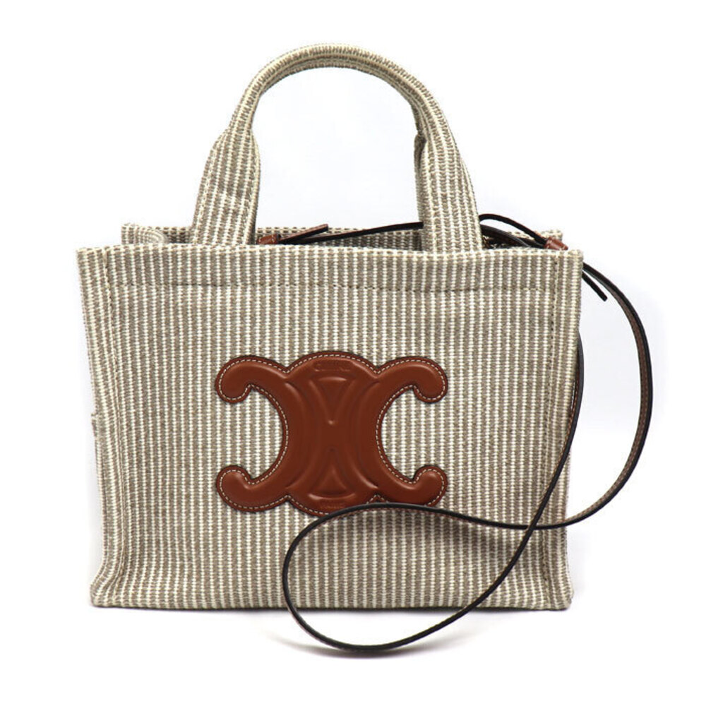 CELINE Cabas Thais Tote Shoulder Bag Beige